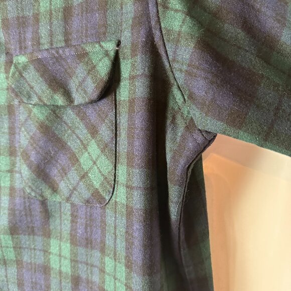 Pendleton Board Shirt Mens XL Green Blue Black Watch Tartan Wool Flannel Outdoor - Picture 4 of 13